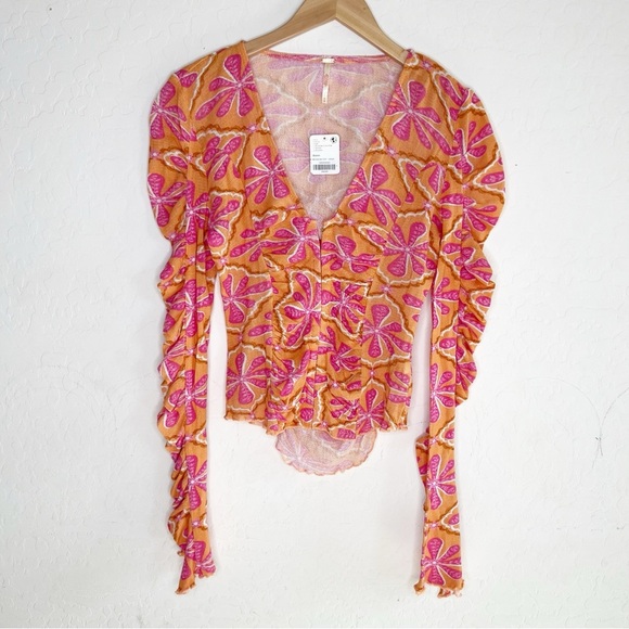 Free People Through the Meadow Top in Grapefruit - Picture 3 of 6